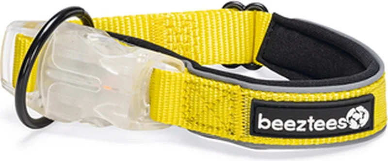 Safety Gear Parinca Halsband Hond - Hondenhalsband - LED - Nylon - 35-40x2 cm by Beeztees in Yellow – product photo