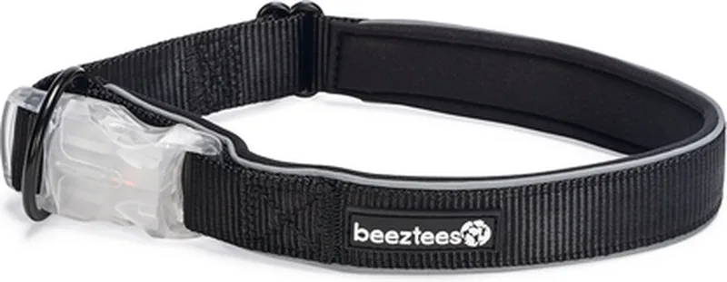 Safety Gear Parinca Halsband Hond - Hondenhalsband - LED - Nylon - 50-55x2,5 cm von Beeztees in Schwarz – Produktfoto
