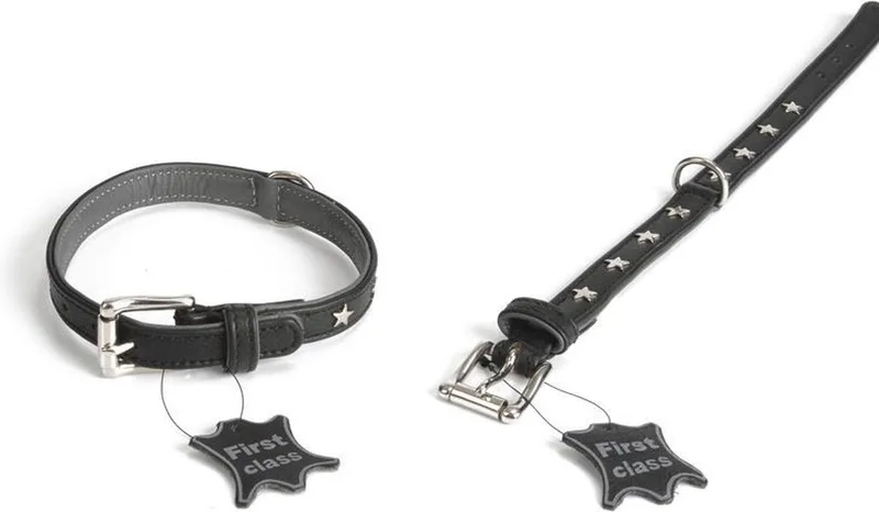 Stars Hondenhalsband - Leer - 28-31,5 cm x 17 mm de Beeztees en Noir – photo produit