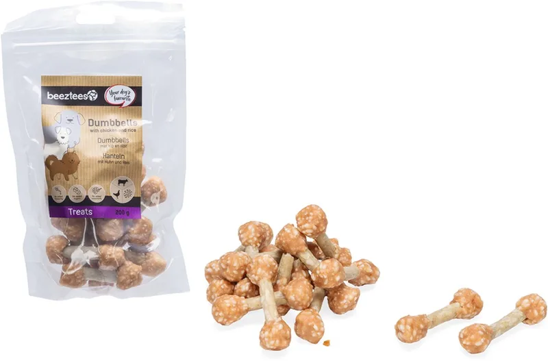 Friandise Pour Chien En Forme D´haltères Au Poulet Et Au Riz 200g de Beeztees – photo produit