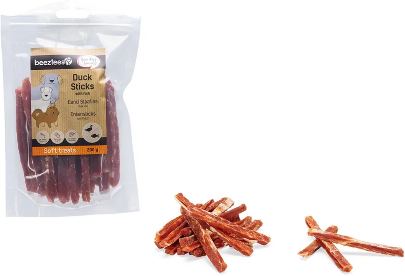 Tasty Treats Eend Staafjes met Vis - Hondensnacks - Hondenkoekjes - Hondensnoepjes - 200 gram by Beeztees – product photo