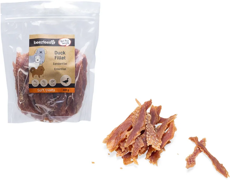 Tasty Treats Eendenfilet - Hondensnacks - Hondenkoekjes - Hondensnoepjes - 400 gram de Beeztees – photo produit