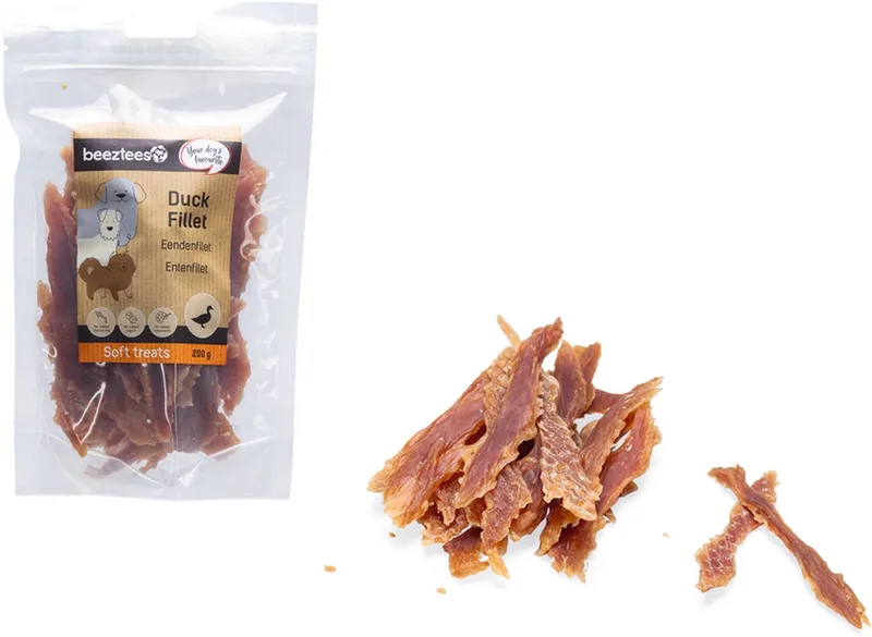 Tasty Treats Eendenfilet - Hondensnacks - Hondenkoekjes - Hondensnoepjes - 200 gram de Beeztees – photo produit
