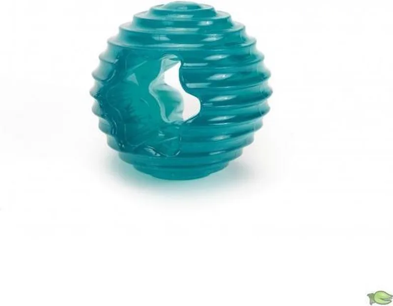 TPR hondenspeelgoed bal Ribbly blauw 8 cm by Beeztees in Blue, Green – product photo