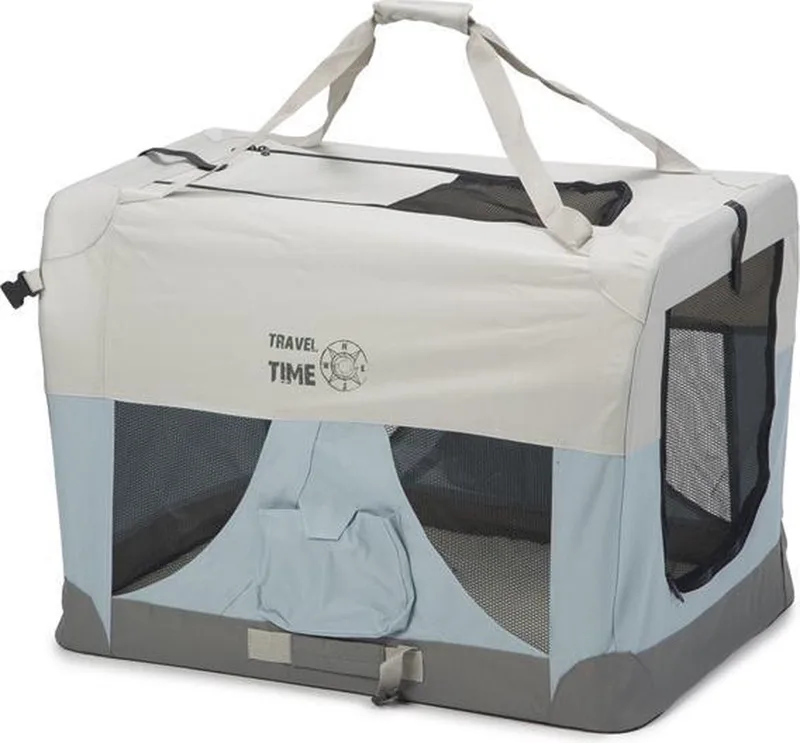 Travel Time - Hondenbench - Nylon - 81x58x58 cm de Beeztees en Bleu clair – photo produit