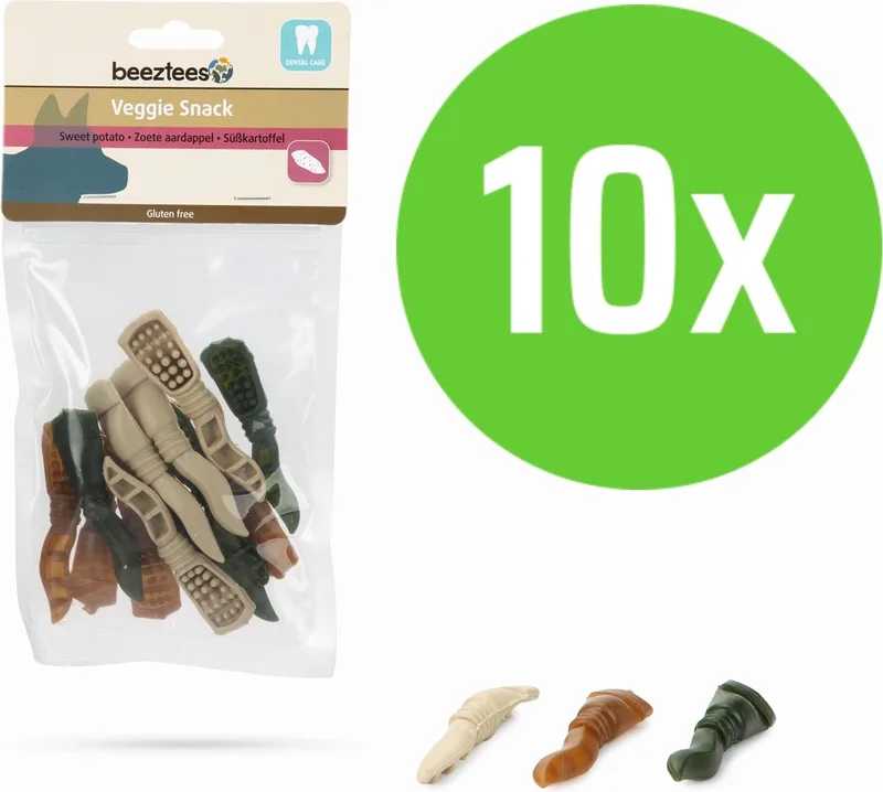 Veggie Tandpasta Mix - hondensnack - 7,5 cm - 12 Stuks - 10 zakken by Beeztees – product photo