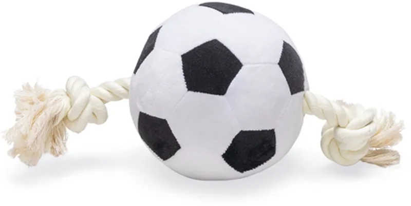 Jouet Pour Chien Soccer Ball Rope de Beeztees en Zwart Wit – photo produit