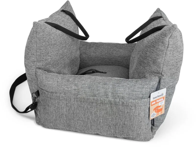 Zia Hondenmand auto - Draagtas/Autostoel hond - Inc Veiligheidsriem - Wasbaar - 55x46x40 cm de Beeztees en Gris – photo produit