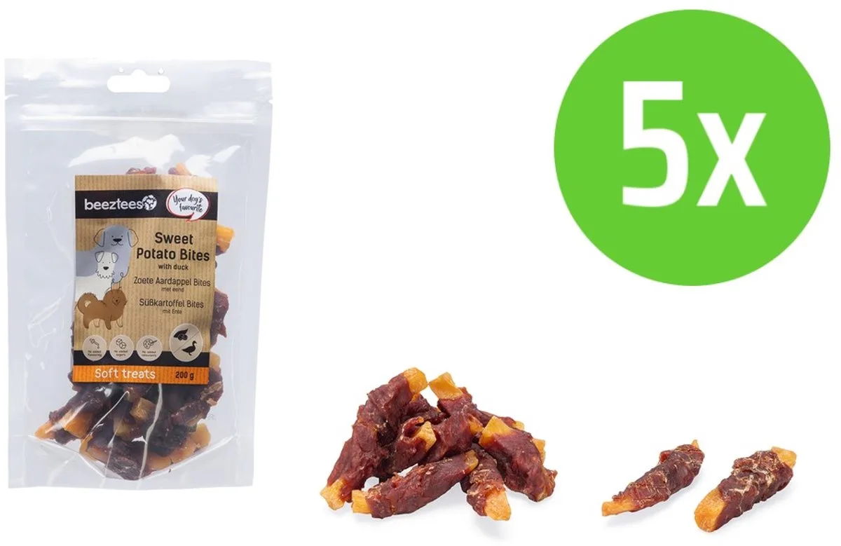 Zoete Aardappel Bites M Eend - 400 gr - 5 verpakkingen från Beeztees – produktbild