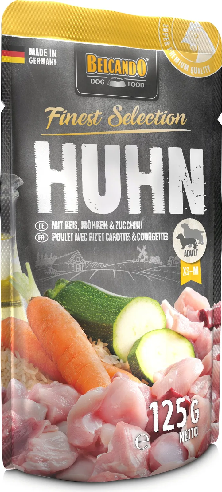 Huhn mit Reis, Möhren und Zucchini - 125 g de Belcando – photo produit