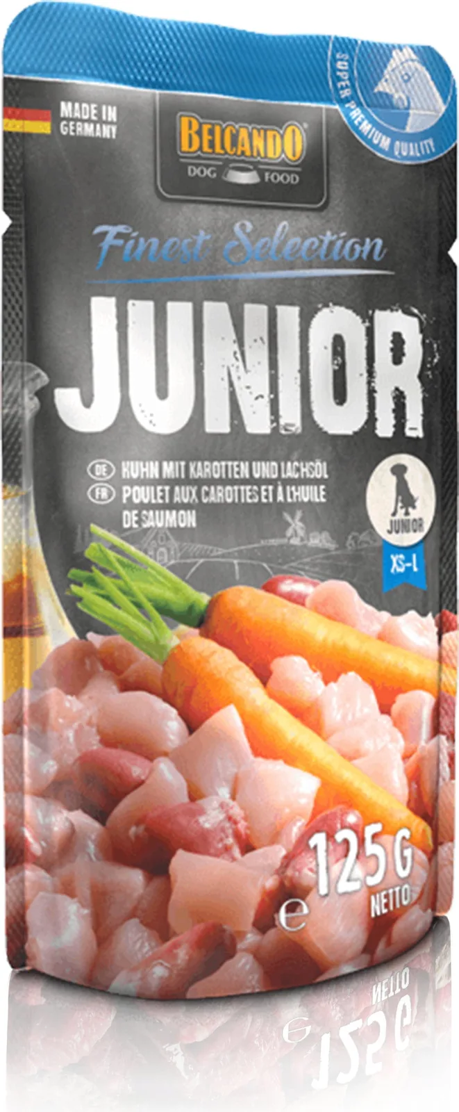 Junior Huhn mit Karotten und Lachsöl - 125 g de Belcando – photo produit