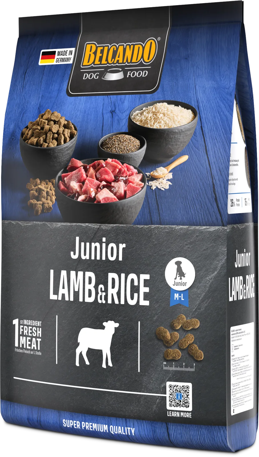 Tourteau pour Chien Junior Agneau et Riz 4 KG de Belcando – photo produit