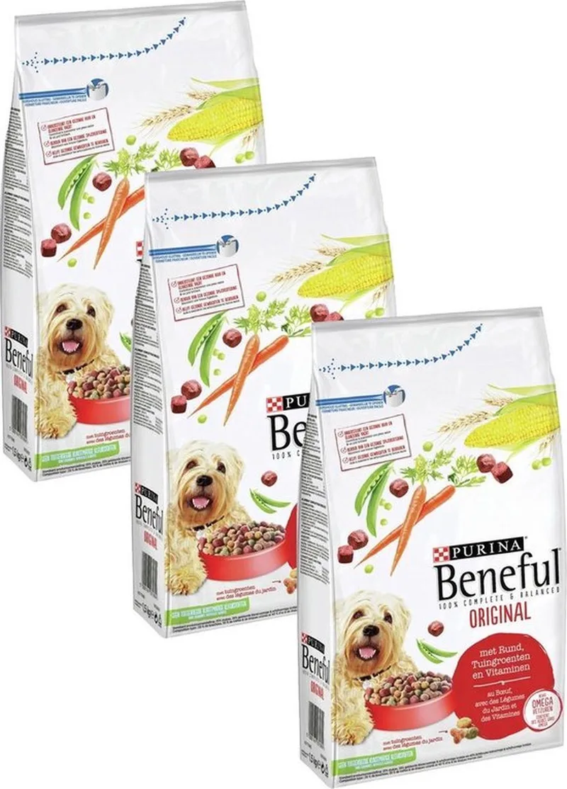 3x Purina Beneful Original Rund en Groenten - Hondenvoer - 1.5kg de Beneful – photo produit