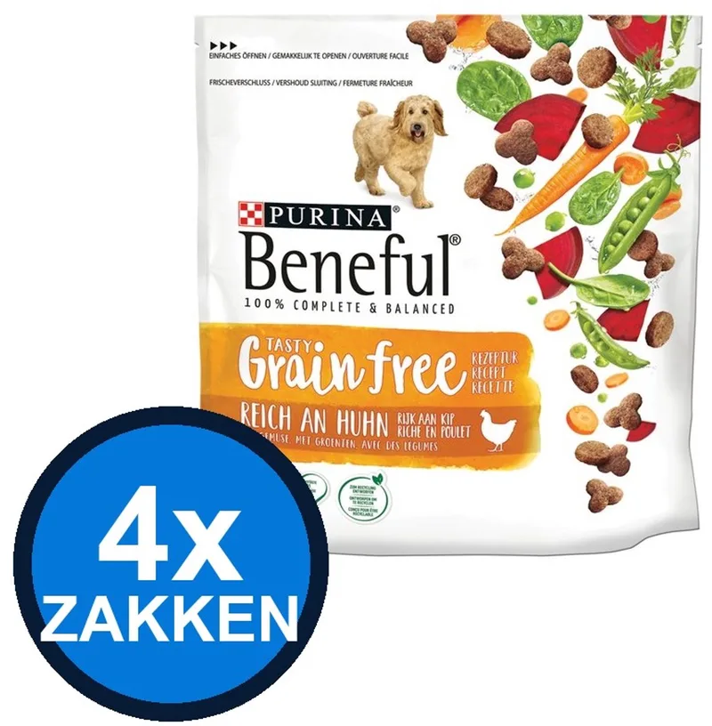 4x Beneful - Grain Free Kip&Groenten - Hondenvoer Droogvoer - 1.2 kg de Beneful – photo produit