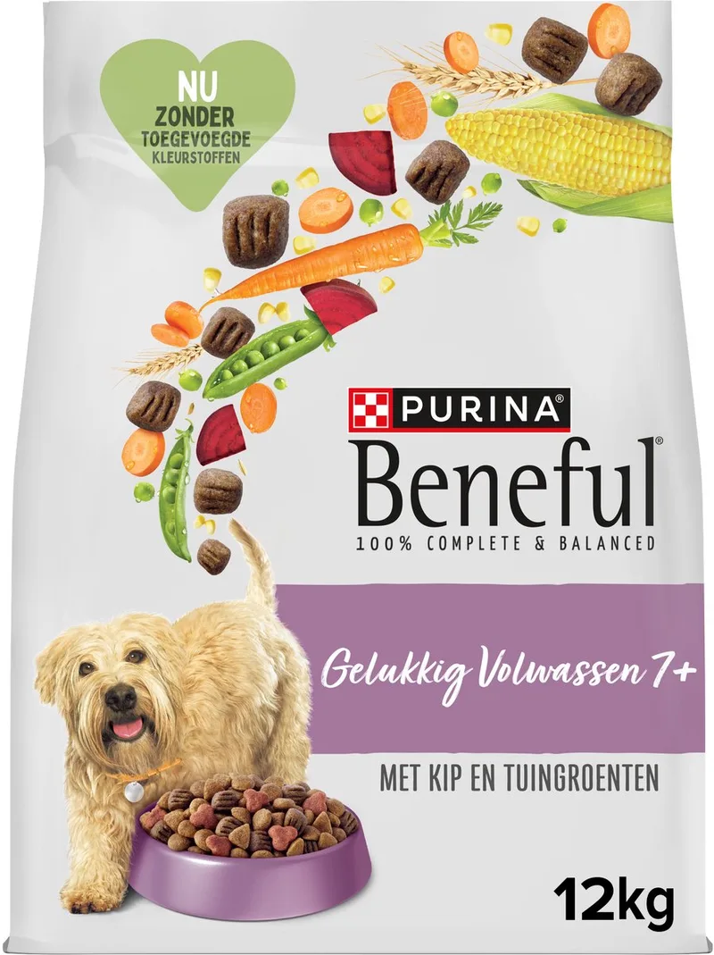 Gelukkig Volwassen Senior 7+ - Hondenvoer Droogvoer - Kip & Tuingroenten - 12 kg by Beneful – product photo