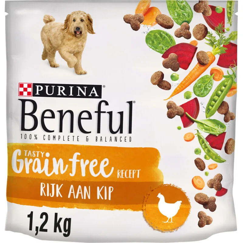 graanvrij hondenvoer rijk aan kip met groenten 1,2 kg von Beneful – Produktfoto