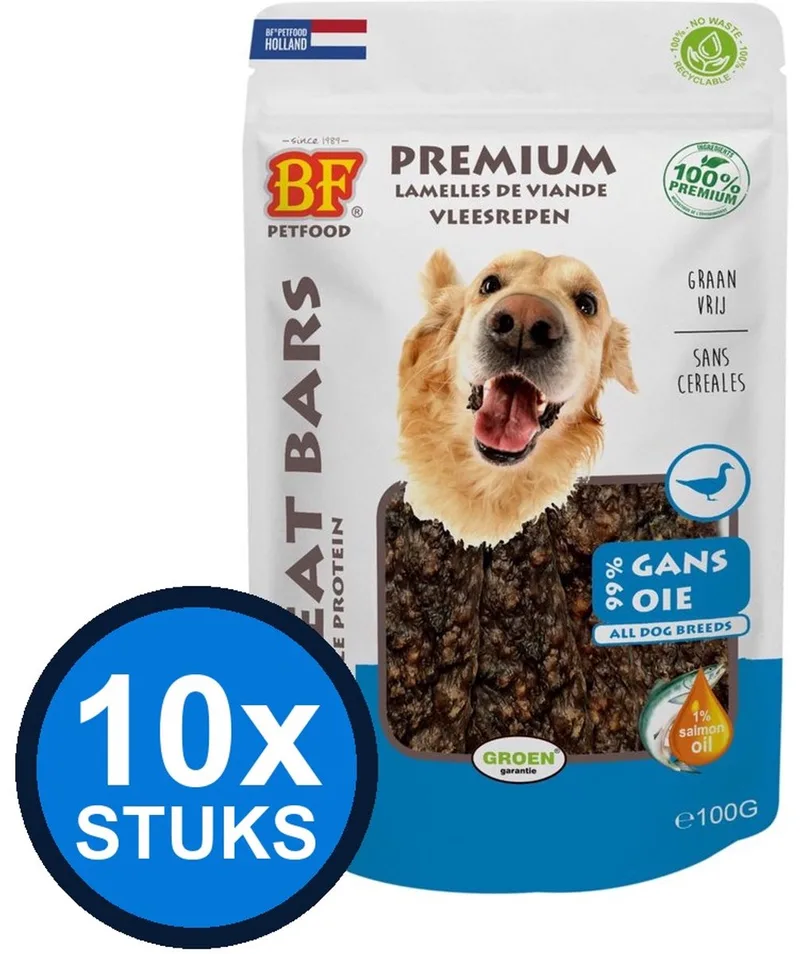 10x Biofood - meat bars gans (100% mono proteïne) 100gr - Hondenvoer Snacks - 100 g by BF Petfood – product photo
