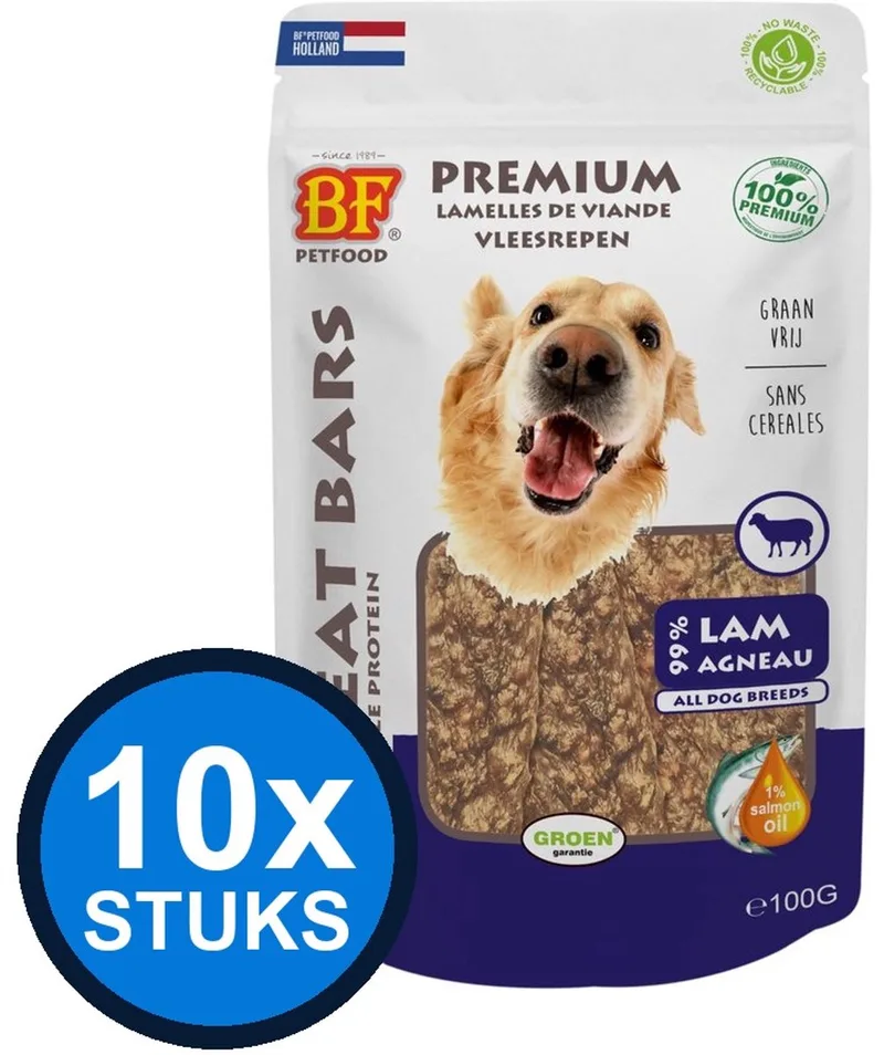 10x Biofood - meat bars lam (100% mono proteïne) 100gr - Hondenvoer Snacks - 100 g by BF Petfood – product photo