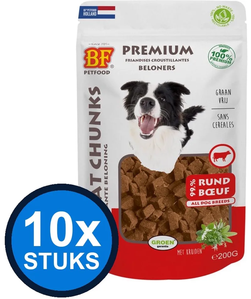 10x Biofood - meat chunks rund&hert (mix proteïne) 200gr - Hondenvoer Snacks - 200 g von BF Petfood – Produktfoto