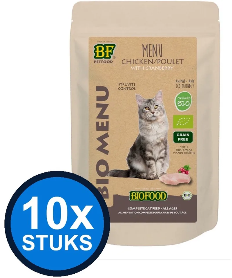 10x Biofood - Organic kat kip menu pouch 100gr - Kattenvoer Natvoer - 100 g von BF Petfood – Produktfoto