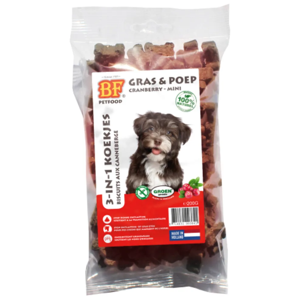12x BF Petfood 3-in-1 Koekjes Mini Cranberry 200 gr van BF Petfood – productfoto