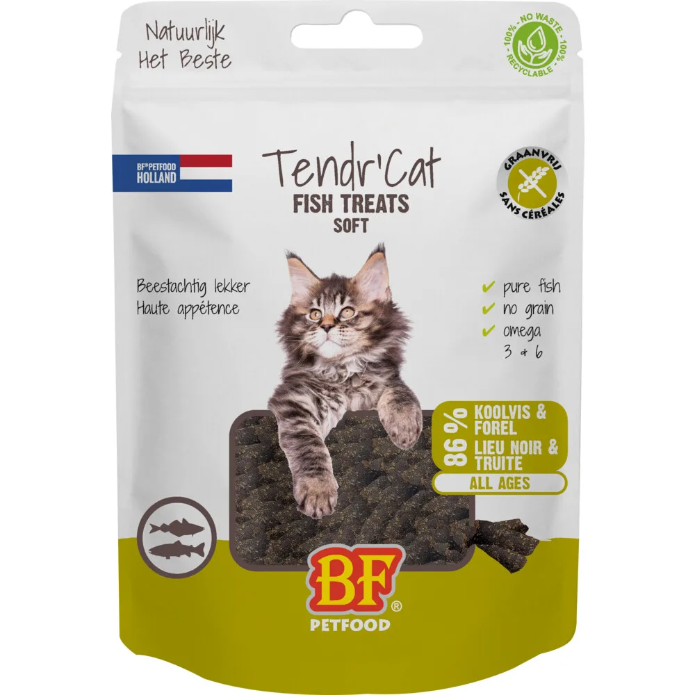 12x BF Petfood Tendr' Kattensnack Koolvis & Forel 65 gr de BF Petfood – photo produit
