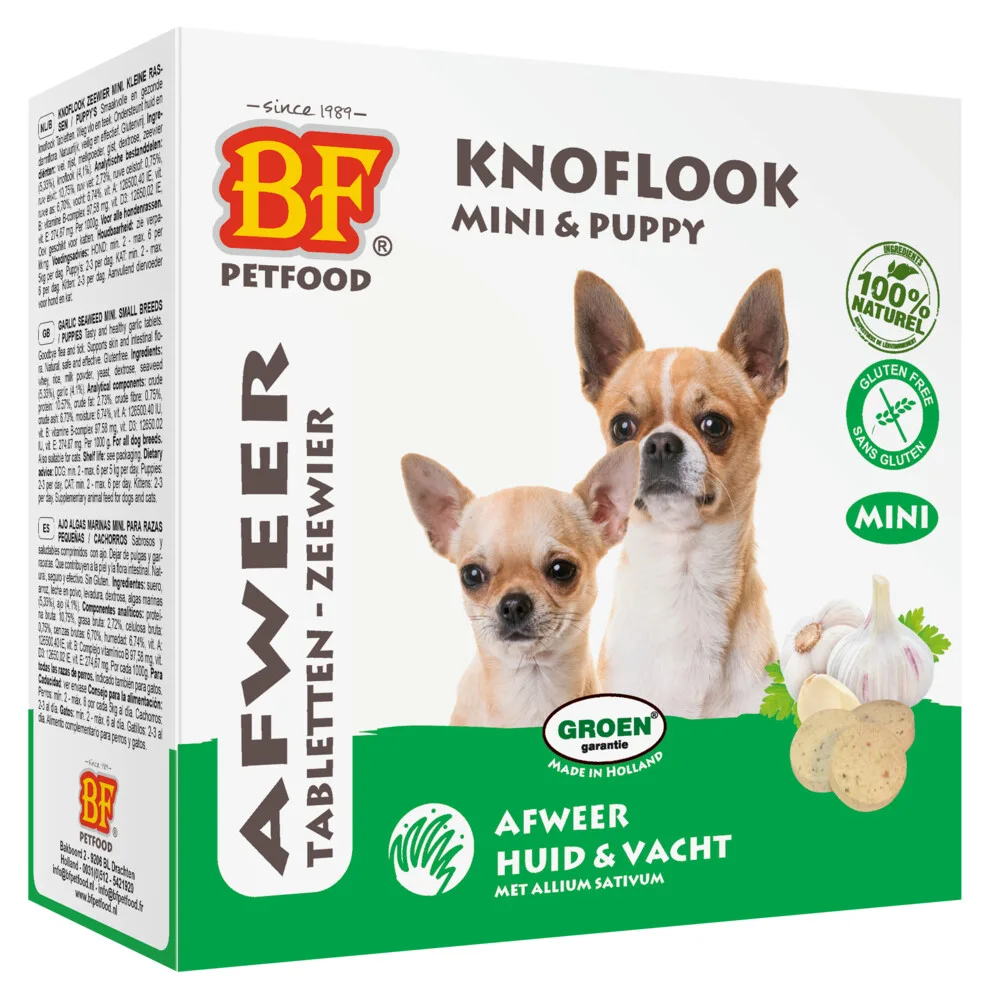 16x BF Petfood Hondensnoepjes Anti-Vlo Knoflook - Zeewier Mini 100 stuks de BF Petfood – photo produit