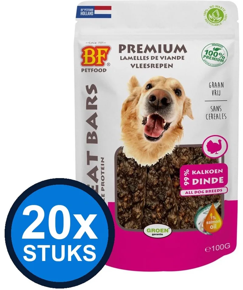 20x Biofood - meat bars kalkoen (100% mono proteïne) 100gr - Hondenvoer Snacks - 100 g by BF Petfood – product photo