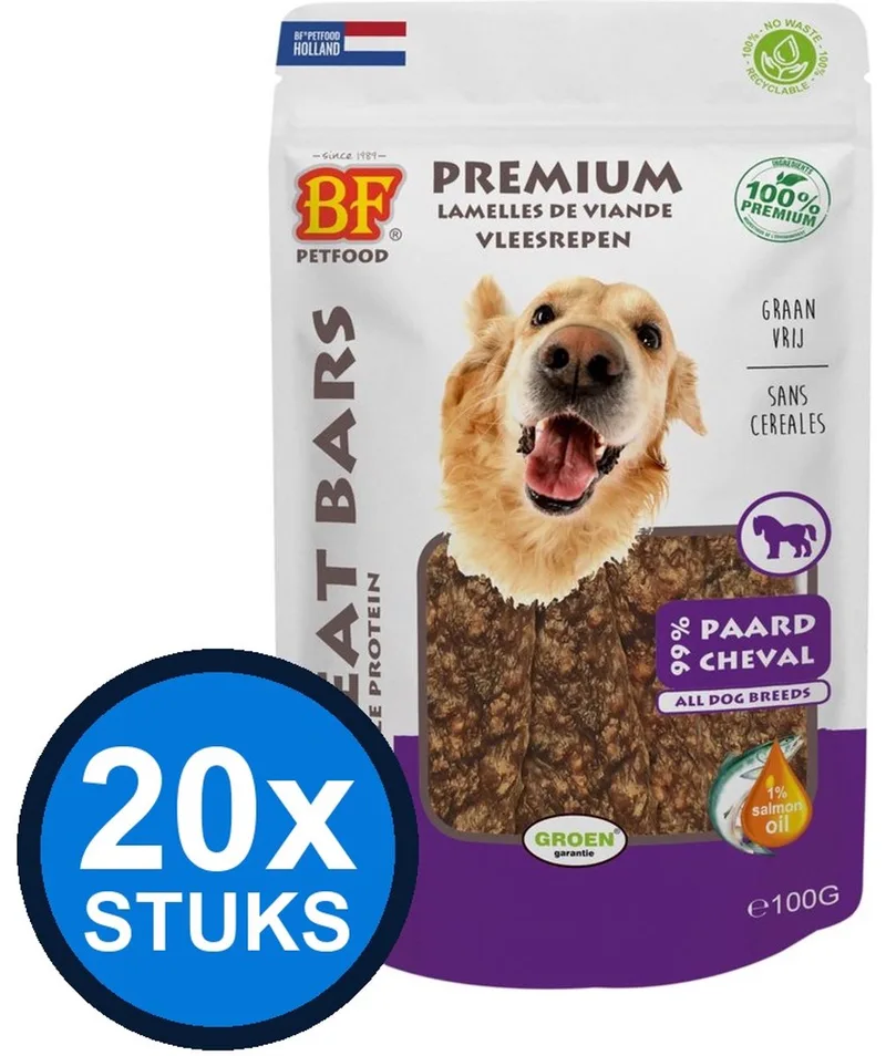 20x Biofood - meat bars paard (100% mono proteïne) 100gr - Hondenvoer Snacks - 100 g by BF Petfood – product photo