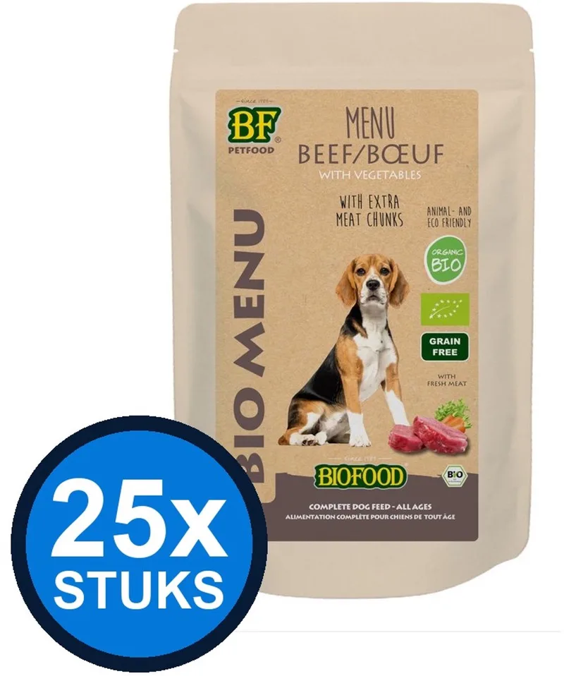 25x Biofood - Organic hond rund menu pouch 150gr - Hondenvoer Natvoer - 150 g de BF Petfood – photo produit