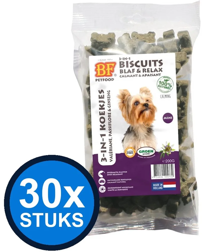 30x Biofood - 3in1 koekjes blaf&relax mini 200gr - Hondenvoer Snacks - 200 g de BF Petfood – photo produit