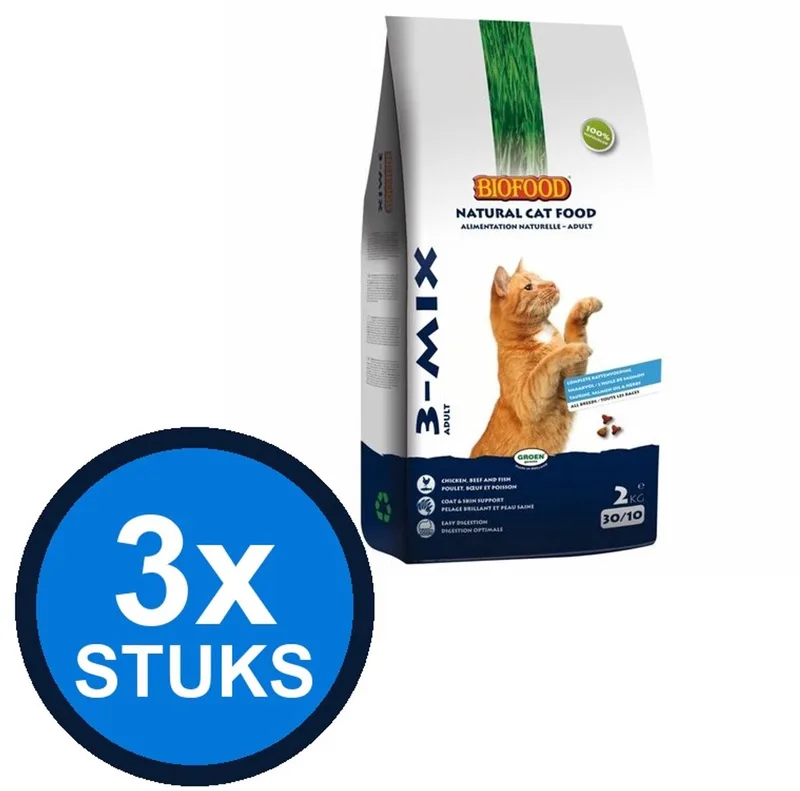 3x Biofood - kattenbrokjes 3-mix 2kg - Kattenvoer - 2 kg de BF Petfood – photo produit