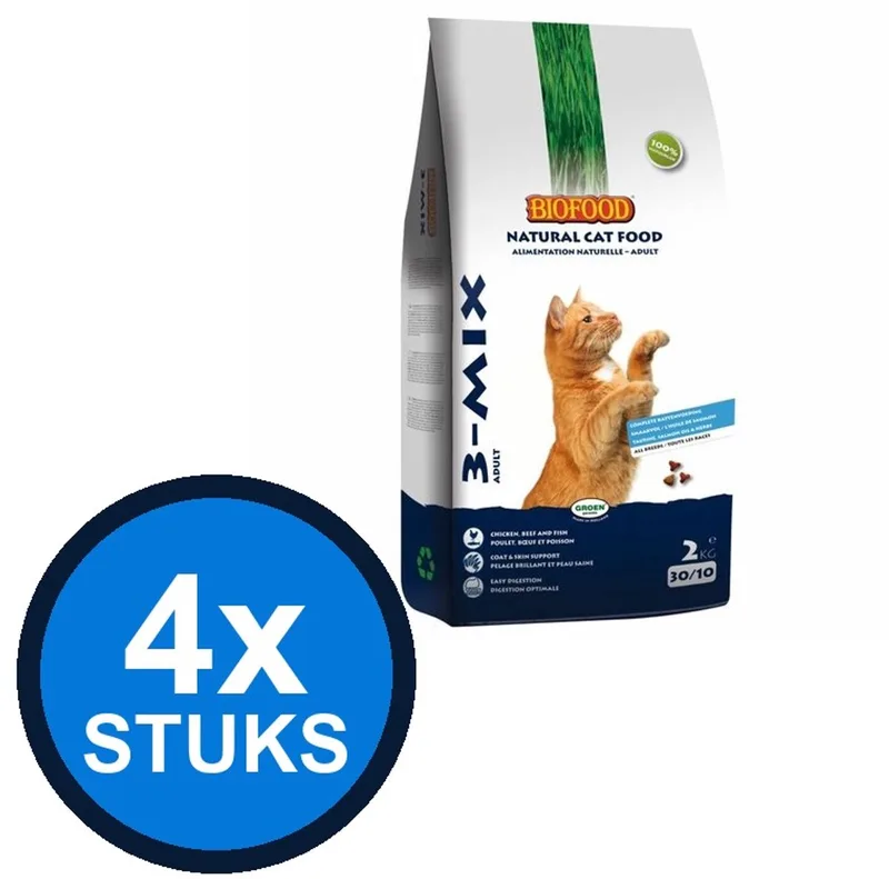 4x Biofood - kattenbrokjes 3-mix 2kg - Kattenvoer - 2 kg de BF Petfood – photo produit