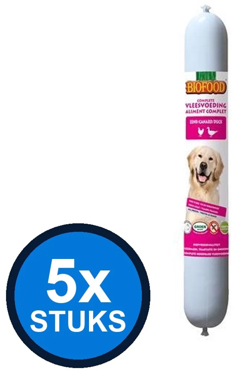 5x Biofood - vleesvoeding compleet kip&eend worst 800gr - Hondenvoer Natvoer - 800 g de BF Petfood – photo produit