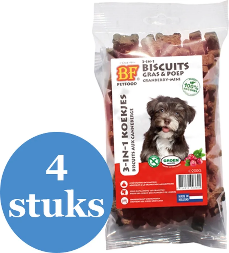 Biofood 3 In 1 Hondenmineralenkoekjes Cranberry Mini - Hondensnacks - 4 x 200 g de BF Petfood – photo produit