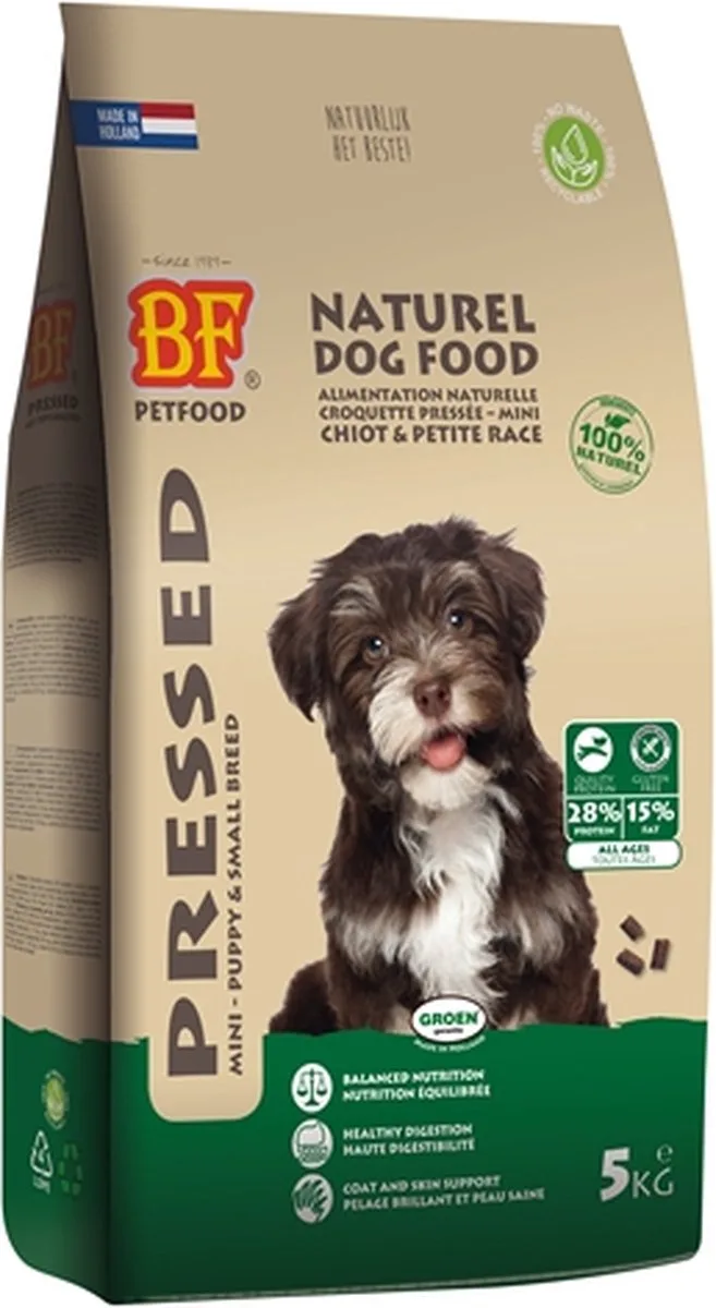 Biofood Geperst Puppy En Kleine Rassen - Hondenvoer - 5 kg by BF Petfood – product photo