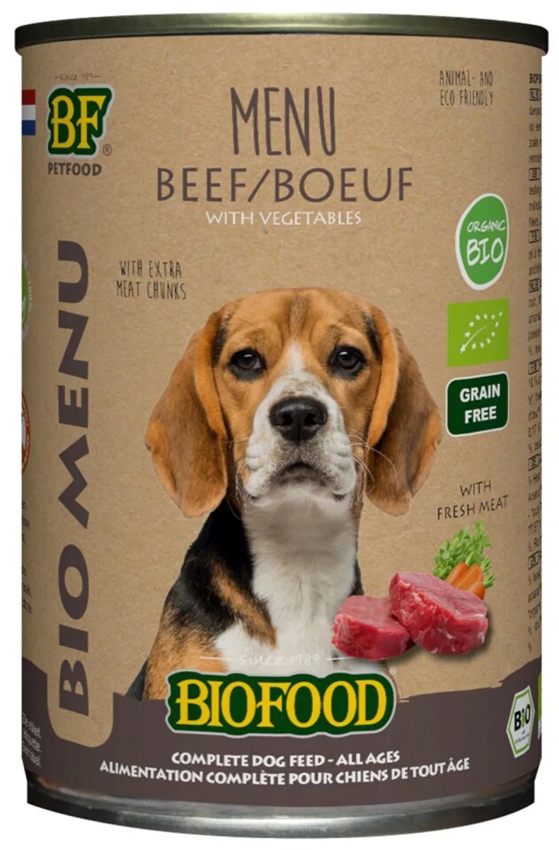 Biofood Organic - Biologisch Hondenvoer Natvoer - Rund - 12 x 400 gr NL-BIO-01 by BF Petfood – product photo