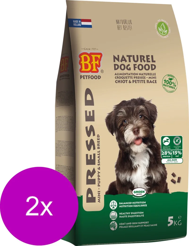 Geperst Puppy & Kleine Rassen - Hondenvoer - 2 x 5 kg von BF Petfood – Produktfoto
