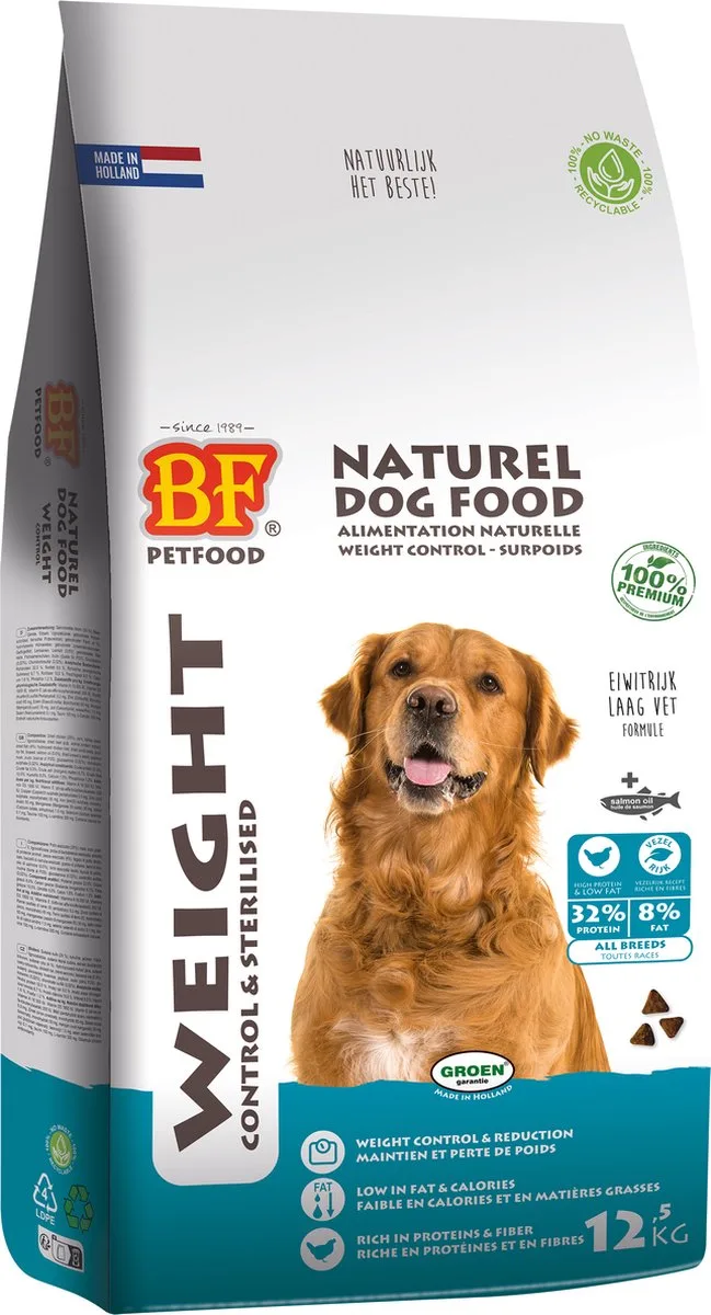 Hondenvoer BF Petfood - Weight Control Tarwevrij - Eiwitrijk, 12.5kg de BF Petfood – photo produit