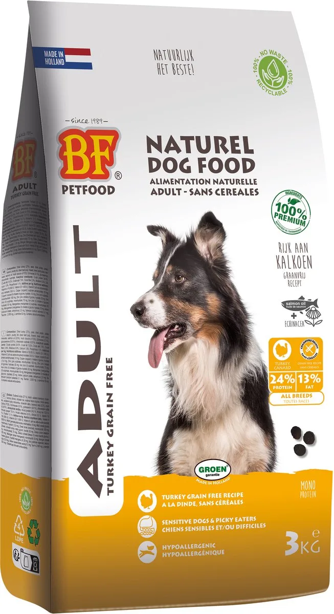 Kalkoen Graanvrij Hondenvoer 3kg von BF Petfood – Produktfoto