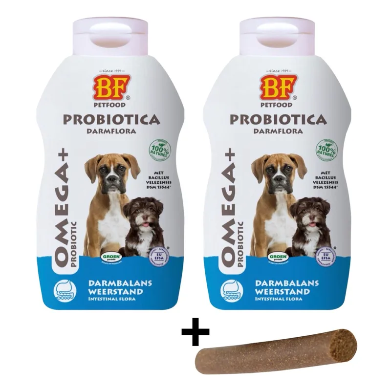 Omega+ Probiotica: Dé Darmflora Boost voor Honden, met een Heerlijke Fricandel Snack! von BF Petfood – Produktfoto
