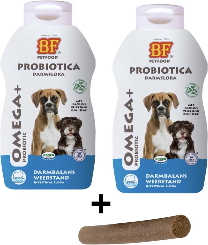 Omega+ Probiotica: Dé Darmflora Boost voor Honden, met een Heerlijke Fricandel Snack! de BF Petfood – photo produit