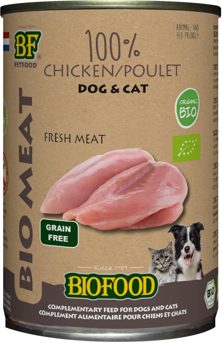Organic 100% Kip - Hondenvoer - 400 g Blik by BF Petfood – product photo