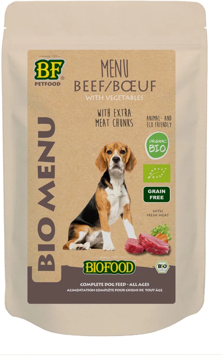 Organic Menu 150 g - Hondenvoer - Rund Pouch von BF Petfood – Produktfoto