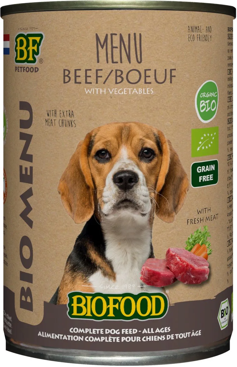 Organic Menu 400 g - Hondenvoer - Rund Blik de BF Petfood – photo produit