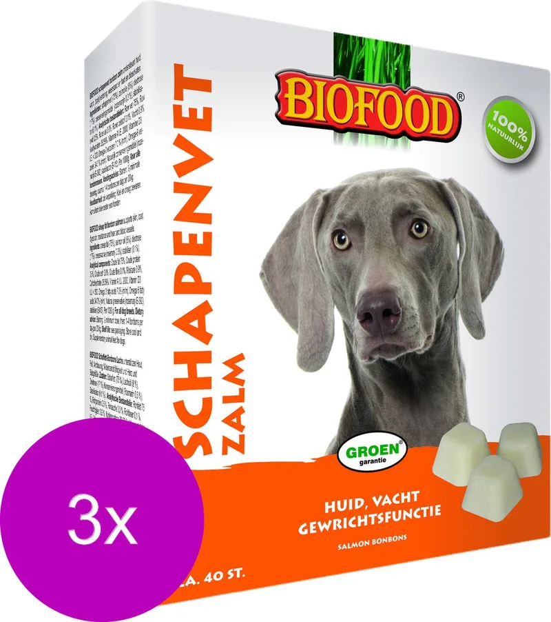 Schapenvet - Hondensnacks - 3 x Zalm Vet 40 stuks de BF Petfood – photo produit