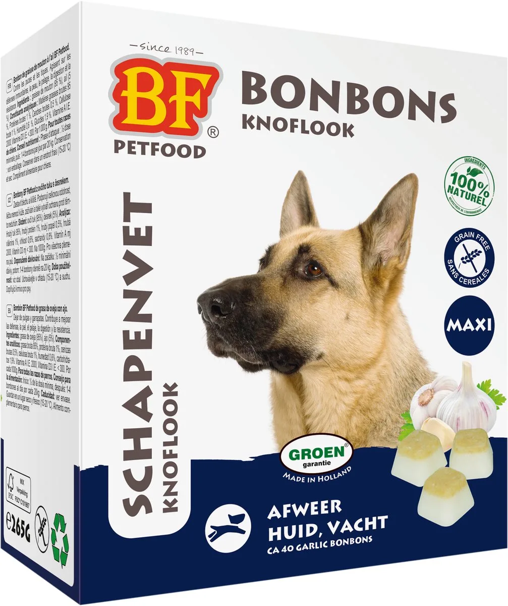 Schapenvet Knoflook maxi 16 doosjes van 40 st. von BF Petfood – Produktfoto