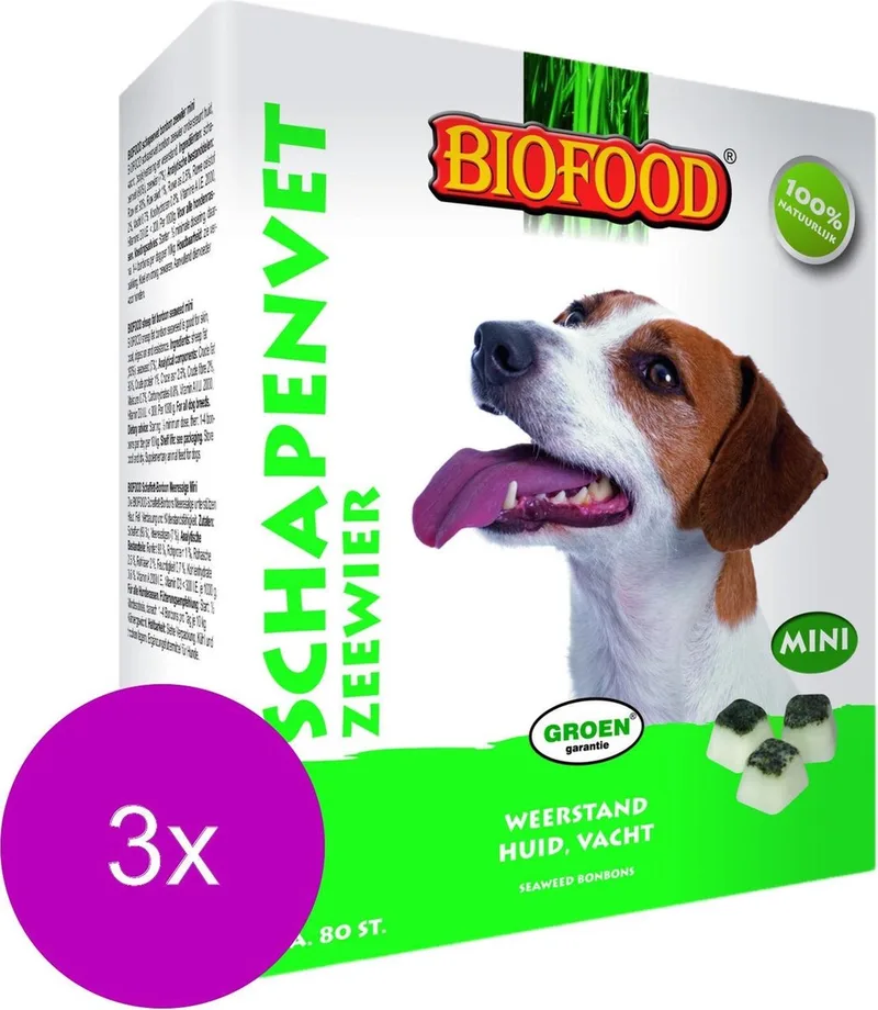 Schapenvet Mini 80 stuks - Hondensnacks - 3 x Zeewier&Vet de BF Petfood – photo produit