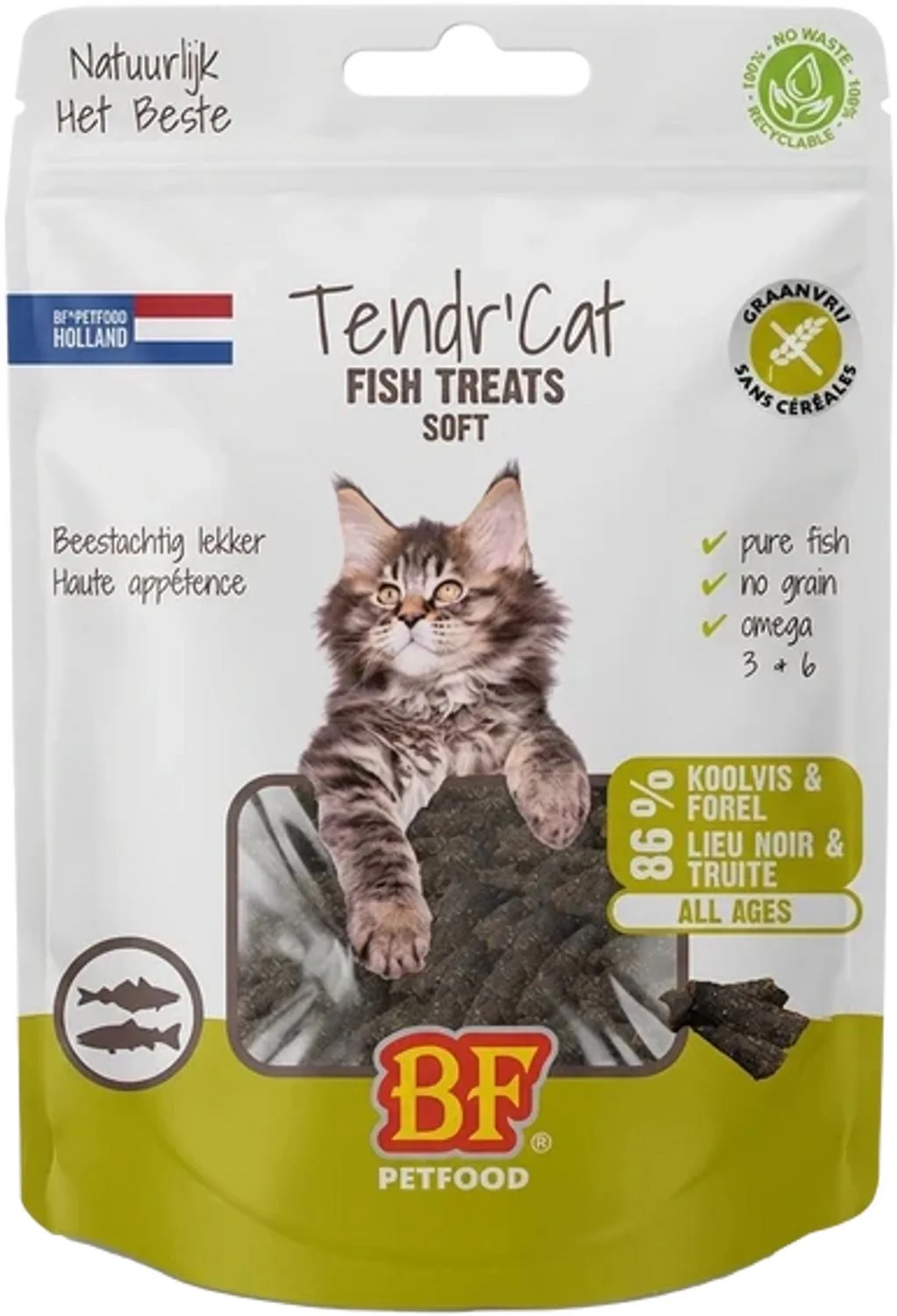 Tendr’ Cat Snacks 5 keer 65 gr - Rund - Koolvis&Forel - Eend - Kip - Gevolgelte&Zalm van BF Petfood – productfoto