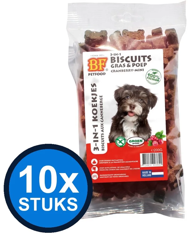 10x Biofood - 3in1 koekjes cranberry mini 200gr - Hondenvoer Snacks - 200 g de Biofood – photo produit